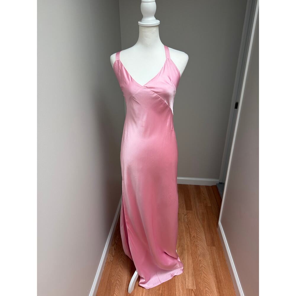Show Me Your MuMu Anderson Maxi Dress Light Pink Luxe Satin Size Small - Picture 5 of 10